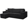 ECKSOFA Hugo L in L-Form mit Schlaffunktion und Bettkasten, Farbe: Schwarz, Cordstoff, Ottomane Unsiversal - Schwarz, Textil (244/145cm) - VENASI MÖBEL
