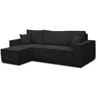 ECKSOFA Hugo L in L-Form mit Schlaffunktion und Bettkasten, Farbe: Schwarz, Cordstoff, Ottomane Unsiversal - Schwarz, Textil (244/145cm) - VENASI MÖBEL