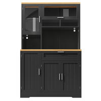 BUFFETSCHRANK Schwarz 104/40/180 cm - Schwarz, Holz (104/180/40cm) - PANGIVO