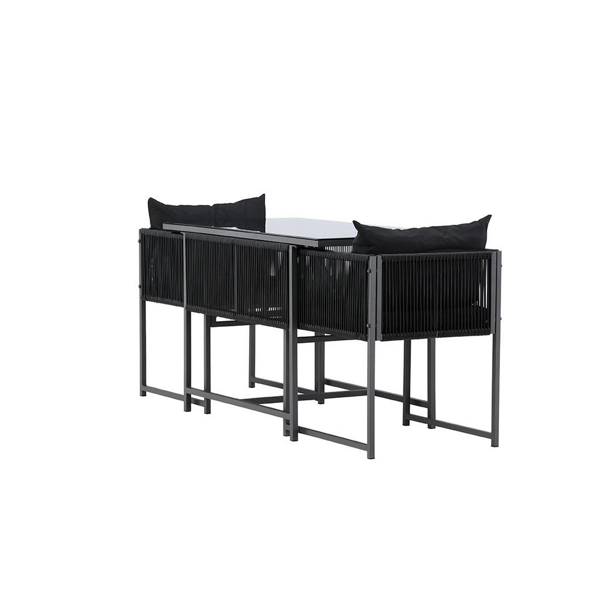 GARTENSET, Noto, Tisch Schwarz, Stahl, 61 x 120 x 73 cm, 3-teilig - Schwarz, Metall - ebuy24