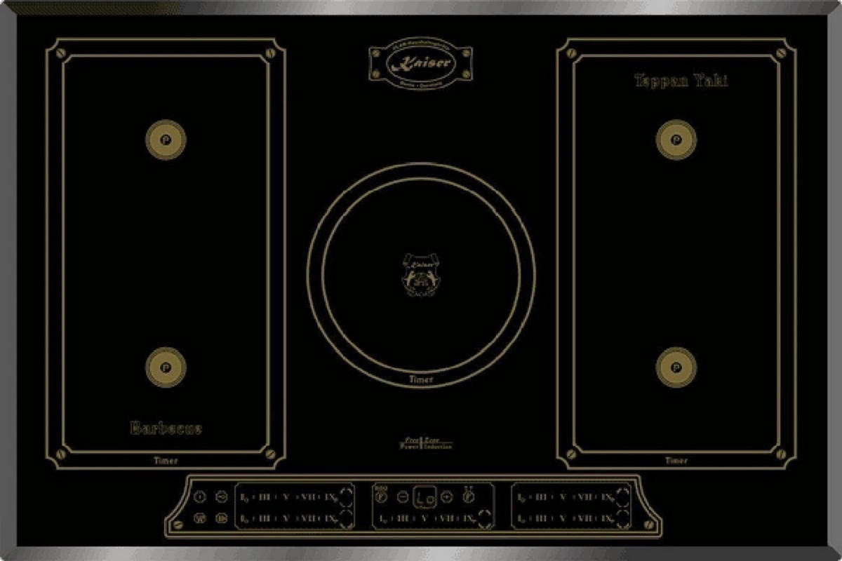 BACKOFEN-SET Elektro Einbau Backofen 60 cm EH 6355 Em+KCt 7797 FIEm Induktionskochfeld 77cm Schwarz - Schwarz, Metall (59.4/59.4/57.5cm) - Kaiser Küchengeräte