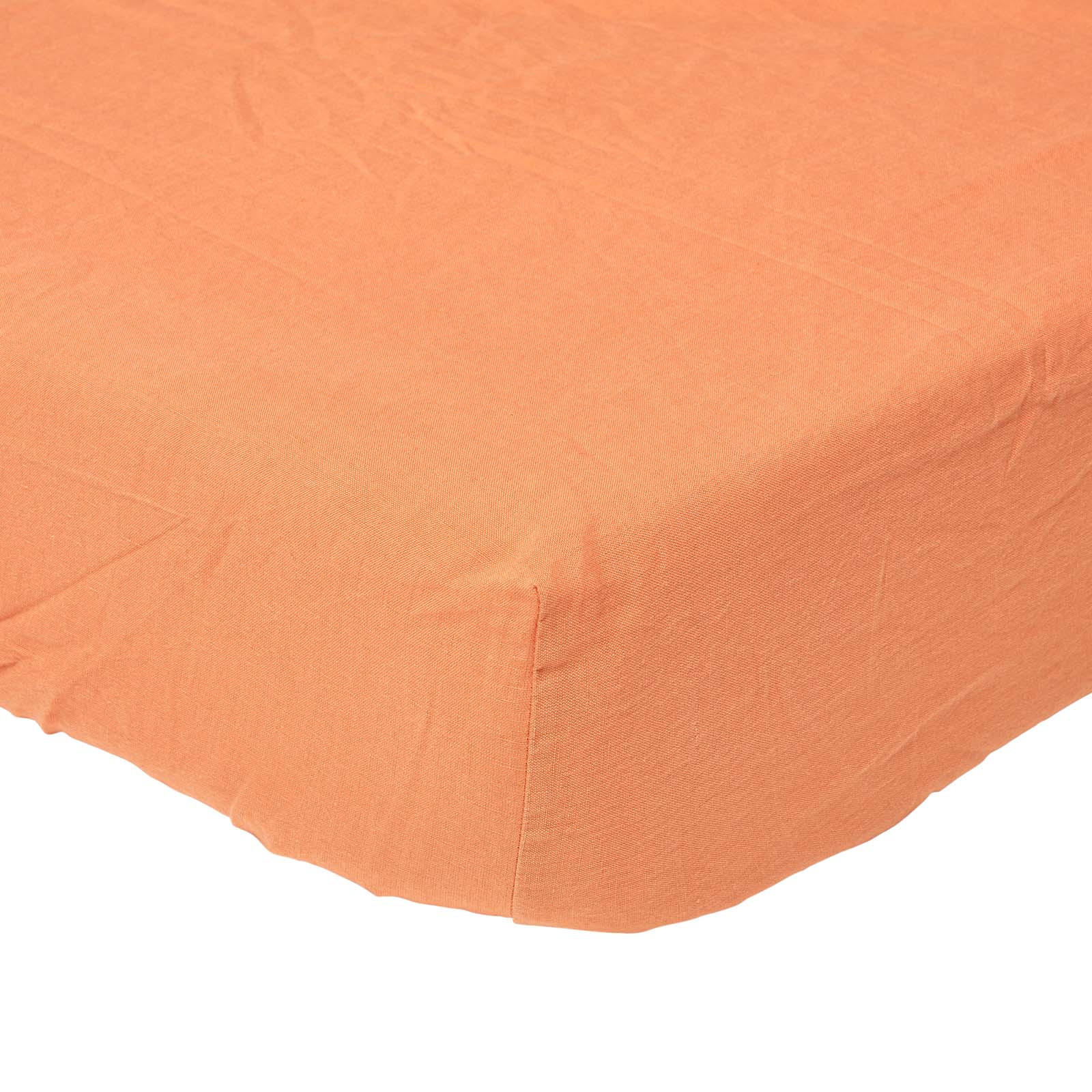 Homescapes Leinen-Spannbettlaken Orange 150x200 cm