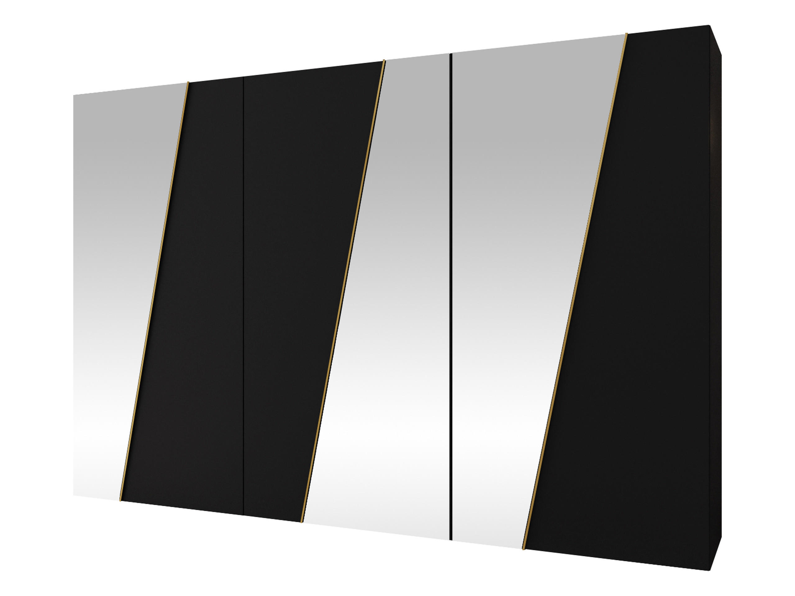 DREHTÜRENSCHRANK Zen 3L 300 cm - Goldfarben/Schwarz, Holzwerkstoff/Kunststoff (300/202/50cm) - MIRJAN24