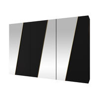 DREHTÜRENSCHRANK Zen 3L 300 cm - Goldfarben/Schwarz, Holzwerkstoff/Kunststoff (300/202/50cm) - MIRJAN24