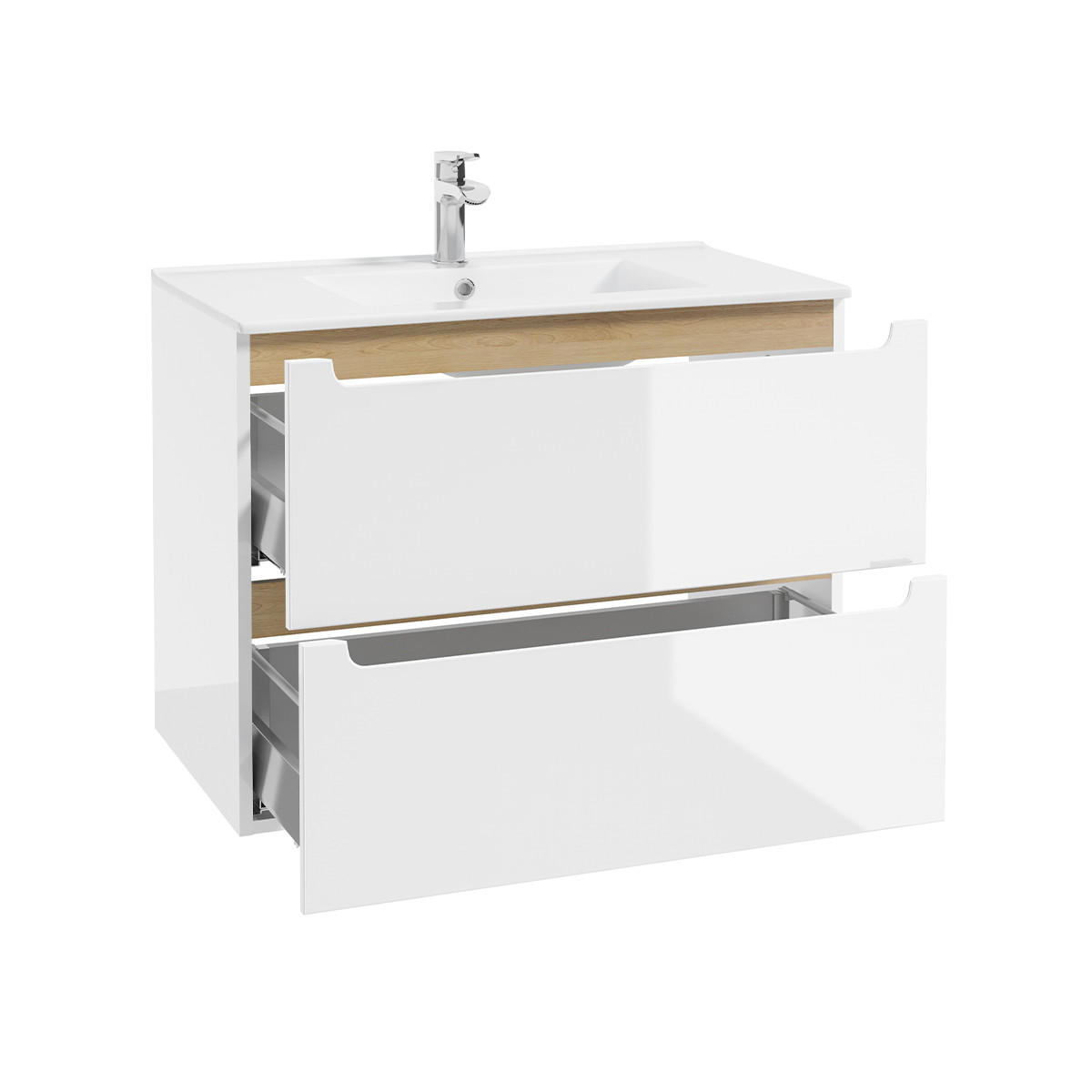 BADMÖBEL Livia 2er-Set Weiß - Weiß, Holzwerkstoff (80/60/45cm) - Petits-meubles