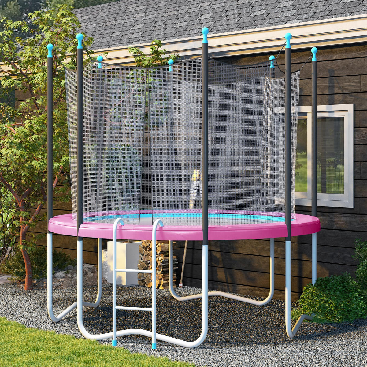 TRAMPOLIN-RANDABDECKUNG Kunststoff PE Rosa - Rosa, Kunststoff (305/305cm) - SPORTNOW