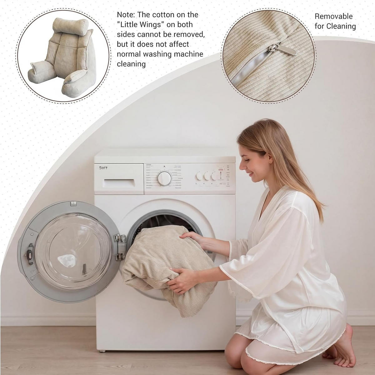 RÜCKENSTÜTZKISSEN Verstellbar Beige - Beige, Textil (92/56cm) - Vercart