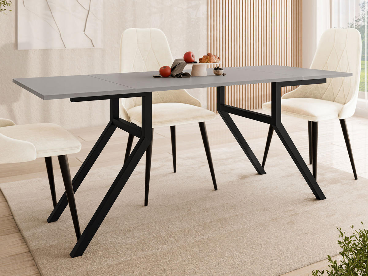 2-IN-1 COUCHTISCH UND ESSTISCH Xena Bis - Hellgrau/Schwarz, Holzwerkstoff/Metall (70/100/45cm) - MIRJAN24