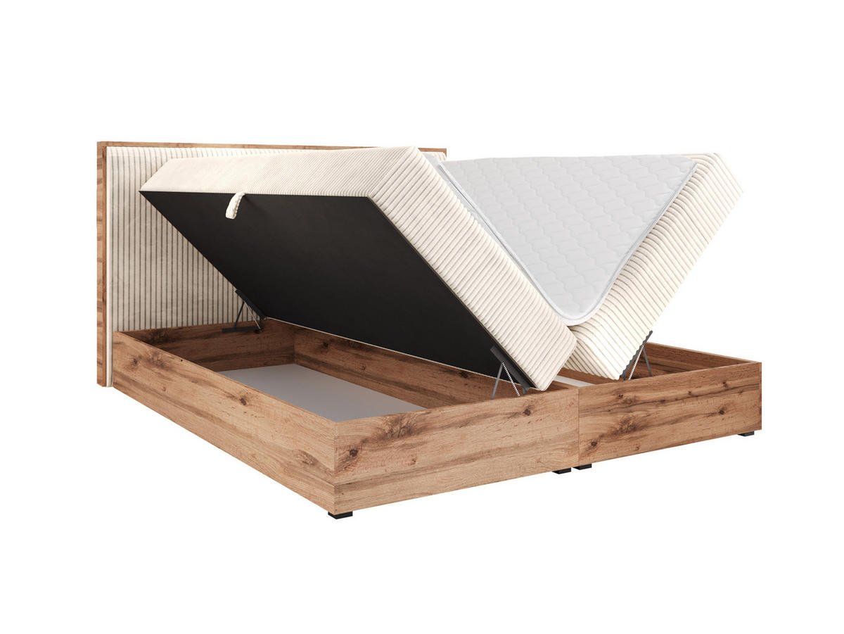 BOXBETT TESSA 200x200 Dunkelgrau Cord - H3 - Dunkelgrau, Textil (120/200cm) - AN-Moebel 4u