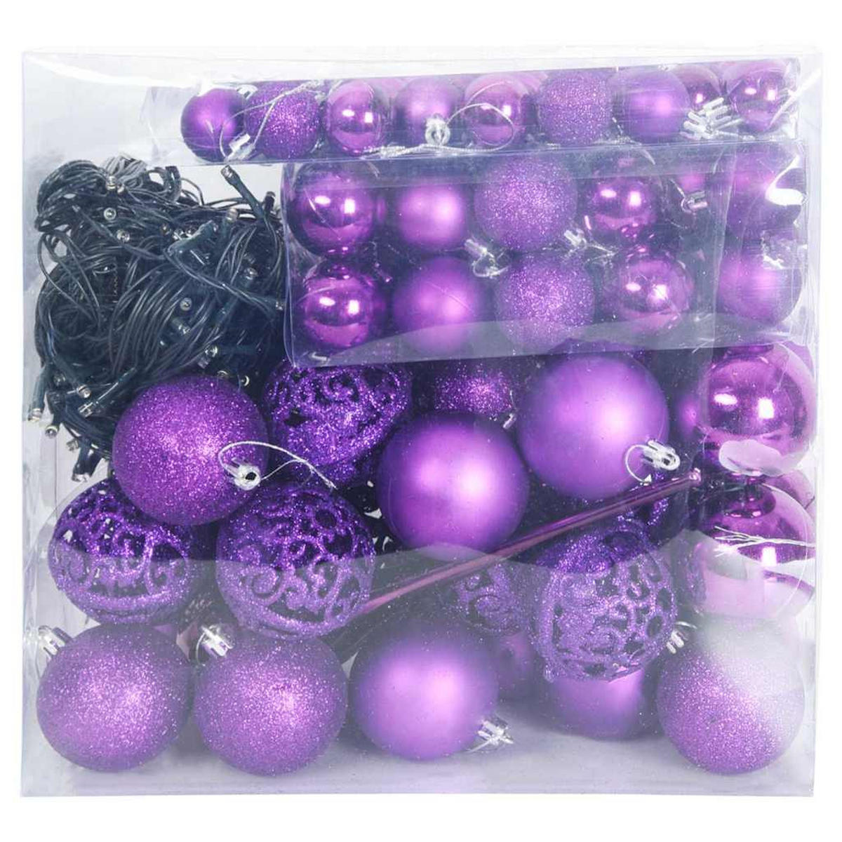 WEIHNACHTSKUGELSET 120 -teilig Lila Kunststoff - Lila, Kunststoff (6/27/6cm) - vidaXL