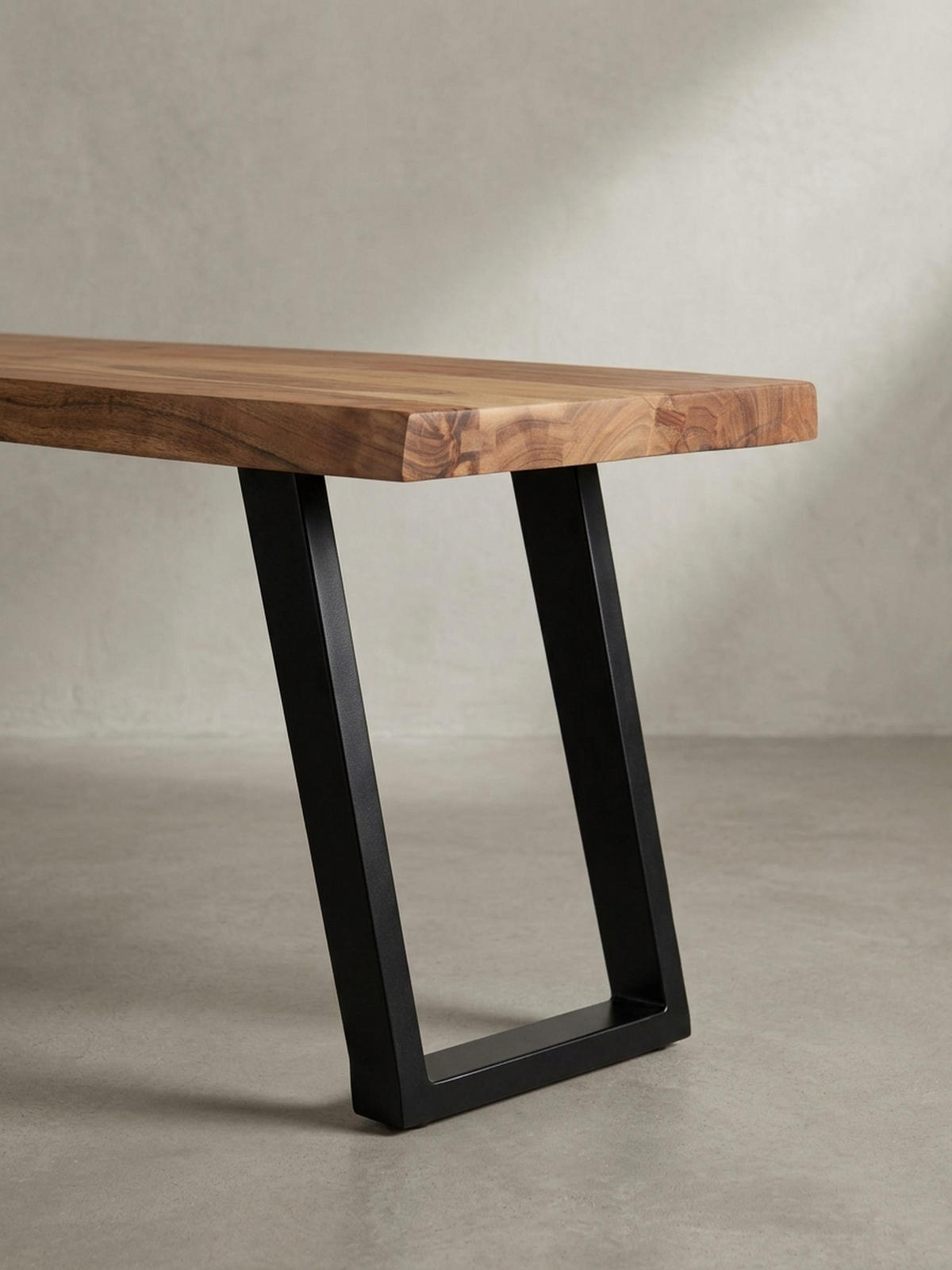ESSZIMMERBANK Massivholz Metall Baumkante U-Beine, Akazie 180x40x46 cm - Schwarz/Braun, Holz/Metall (180/46/40cm) - KADIMA DESIGN