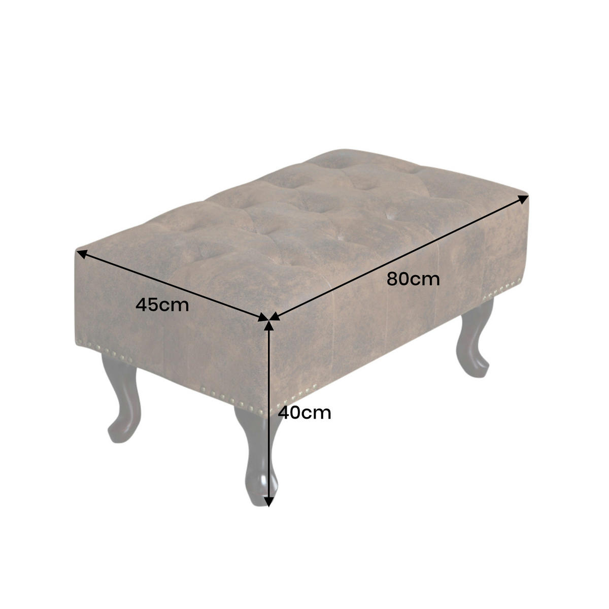 HOCKER CHESTERFIELD Microfaser Braun 80 cm - Braun, Holz/Textil (80/40/45cm) - riess-ambiente