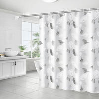 DUSCHVORHANG Stoff PEVA mit Haken waschbar schimmelresistent Blätter 180 x 200 cm - Weiß, Kunststoff (30/4cm) - MCBOSON