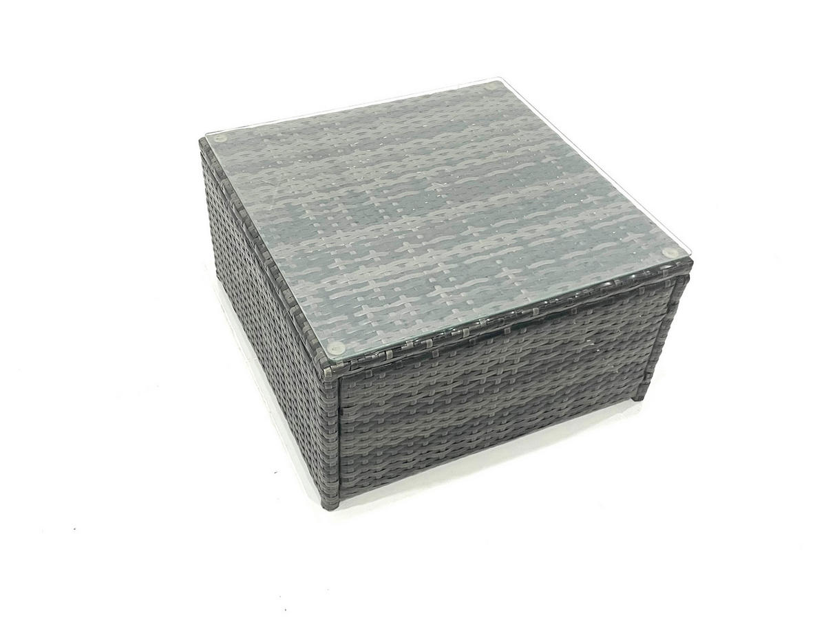GARTENGARNITUR mit Ecksof,Couchtisch,2 Fußhocker Polyrattan Dunkelgrau 9-Sitzer - Dunkelgrau/Grau, Glas/Kunststoff - Fimous