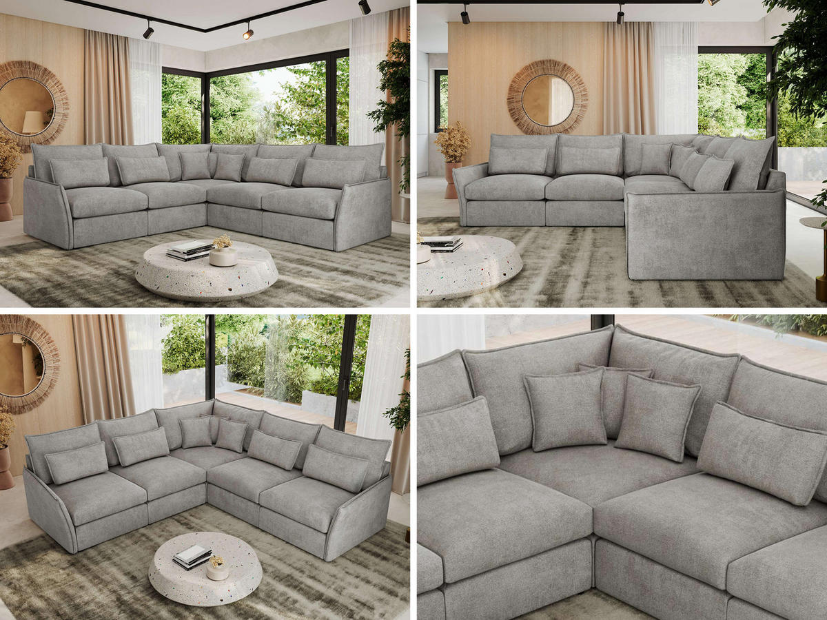 ECKSOFA VERSO L Hellgrau Struktur - Hellgrau/Schwarz, Kunststoff/Textil (270/270cm) - MKS