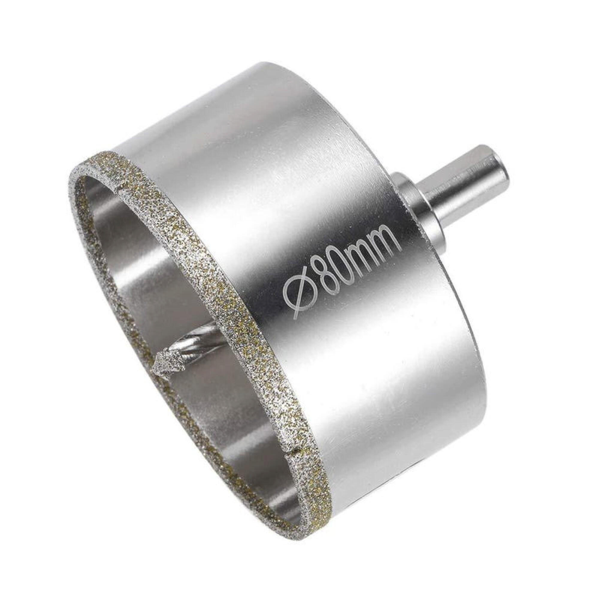 BOHRER - 80 mm, mit Zentrierspitze, zum Schneiden von Glas und Keramikfliesen. - Silberfarben, Metall (5.5/8/1cm) - DCA