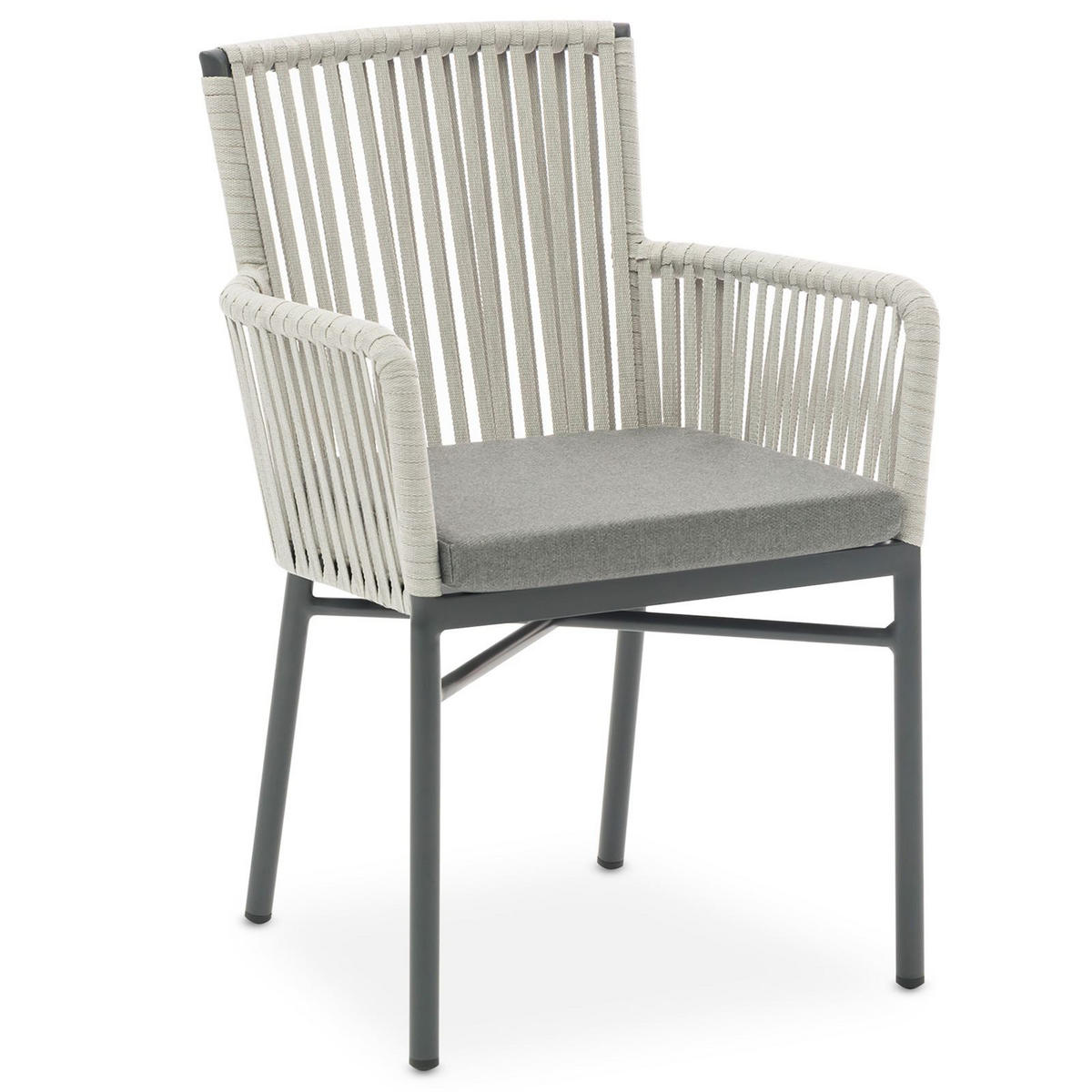 GARTENSTUHL AFUERA 6ER-SET - Grau, Textil/Metall (56/85/59cm) - IDIMEX
