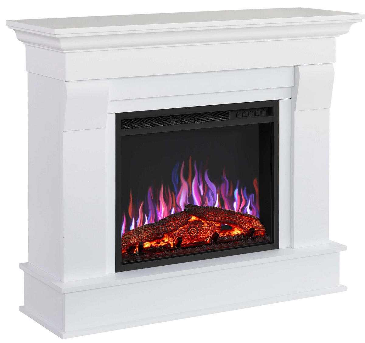 ELEKTROKAMIN Albion AF24 Weiß – Breite 90 cm, 3D-Flammeneffekt, LED-Beleuchtung, Heizfunktion - Weiß, Glas/Holzwerkstoff (110/91/34cm) - ArtiFlame