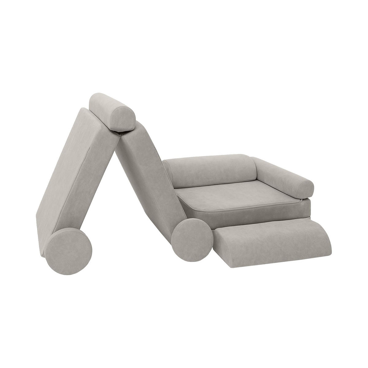 MODULARES Kindersofa aus Schaumstoff – weiches 4-in-1 Spielsofa für Kinderzimmer - Grau, Textil (160/50/76cm) - Bees & Blooms