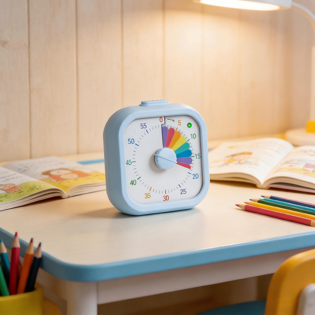 TIMER Blå visuell plast 60 minuter fyrkantig - Blå, Plast (9/9/4.5cm) - Relaxdays
