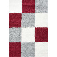 TEPPICH Hochflor Karo Polypropylen Wohnzimmer Shaggy Rot Läufer 60x110 - Rot, Textil (60/110cm) - KADIMA DESIGN