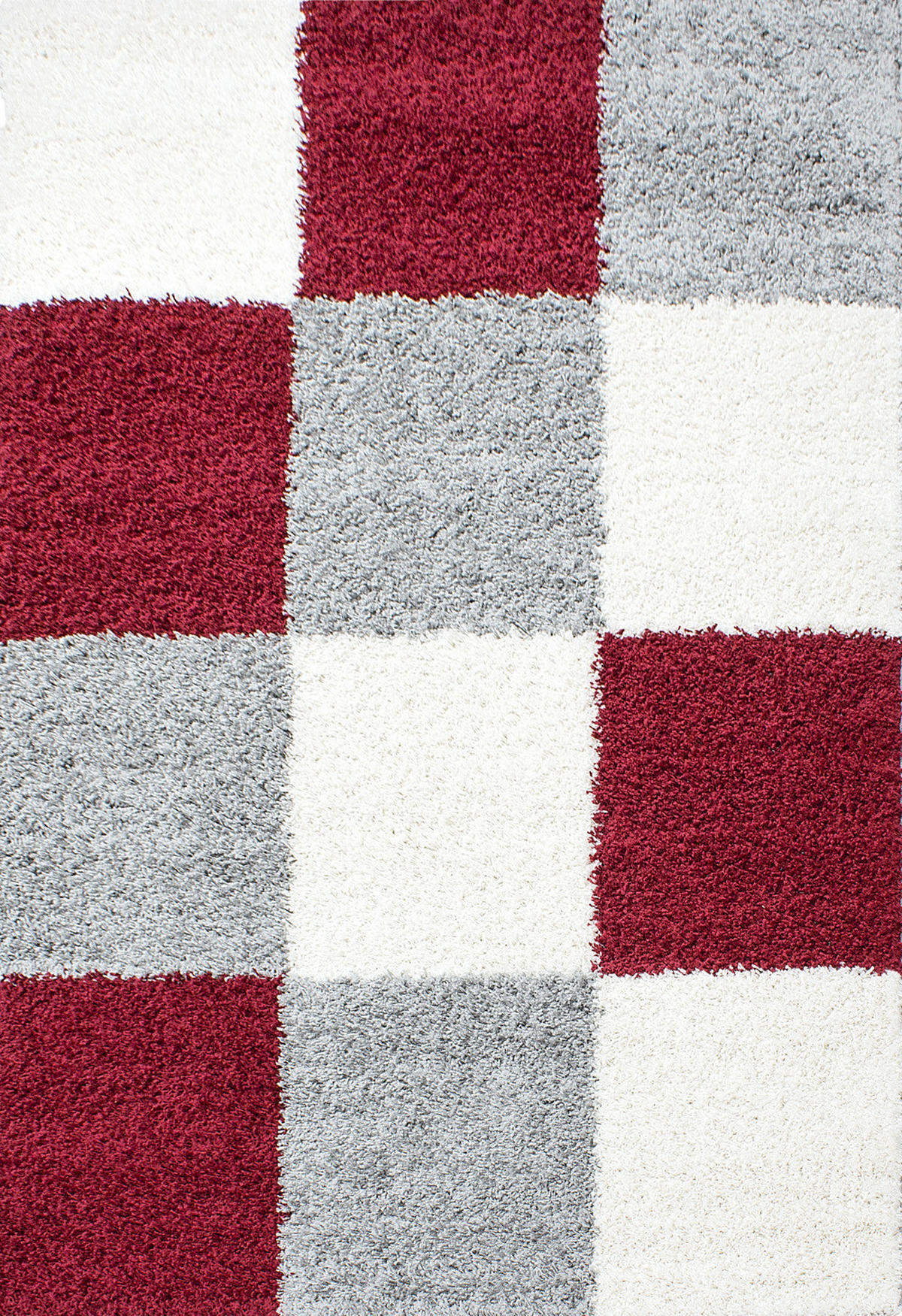 TEPPICH Hochflor Karo Polypropylen Wohnzimmer Shaggy Rot Läufer 60x110 - Rot, Textil (60/110cm) - KADIMA DESIGN