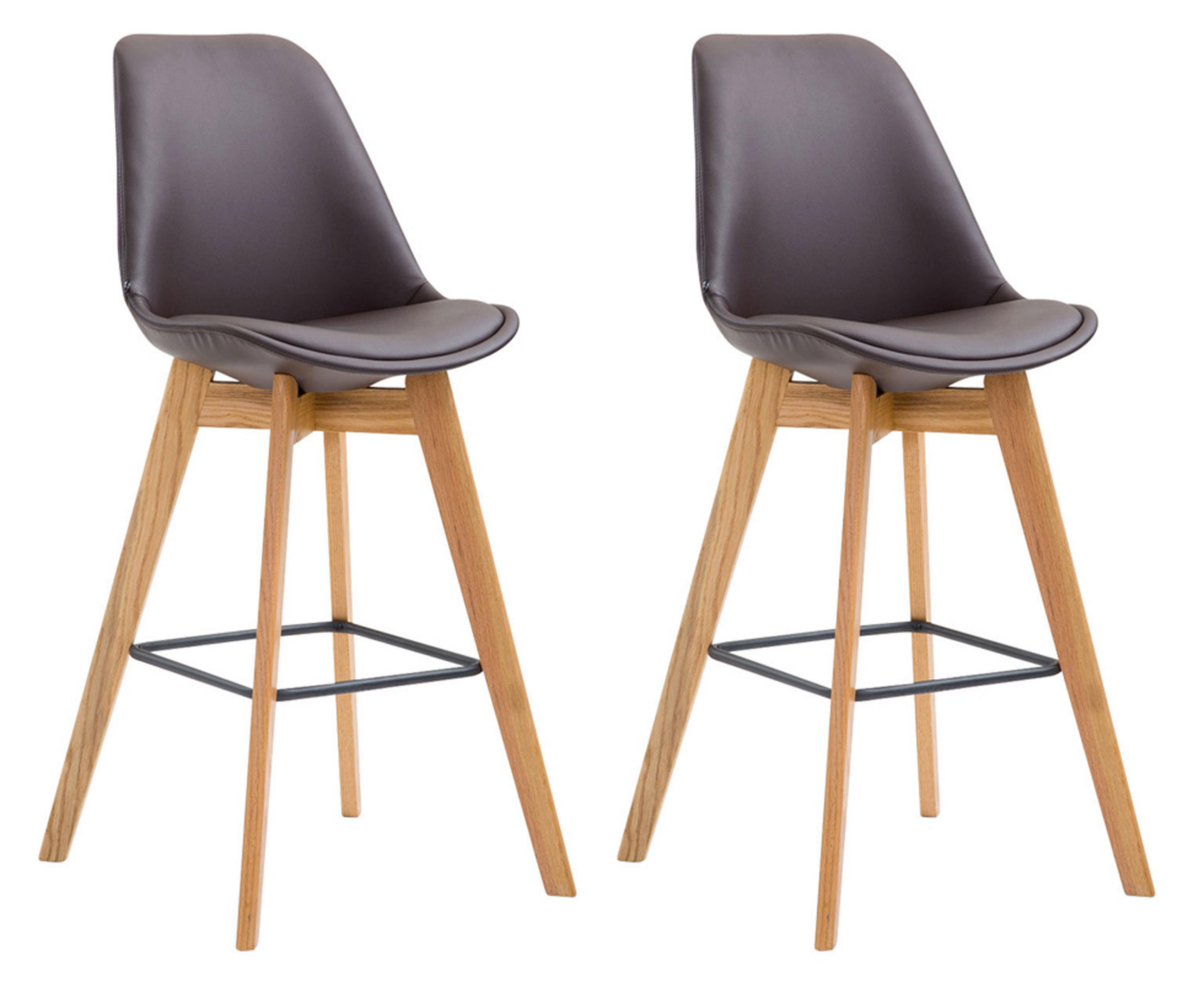 BARHOCKER 2er Set Meta Kunstleder natura braun - Braun, Holz/Kunststoff (48/112/56cm) - TPFLiving
