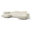 WOHNLANDSCHAFT RUBANO L-S Creme Boucle-Stoff mit Schlaffunktion - Creme, Holz (339/89/190cm) - MASSENO