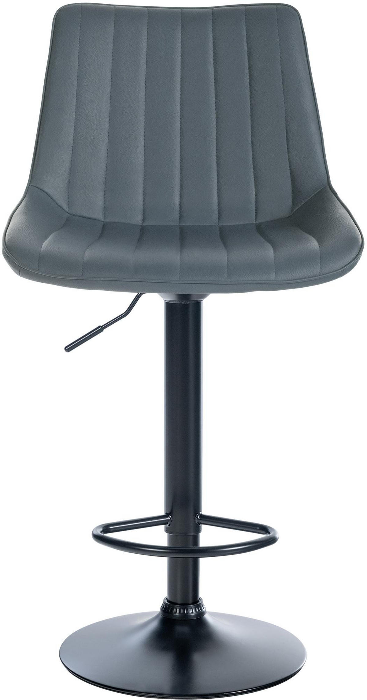 BARHOCKER RIO Grau Kunstleder Schwarz - Grau, Leder/Metall (49.5/91/50cm) - DELUKE