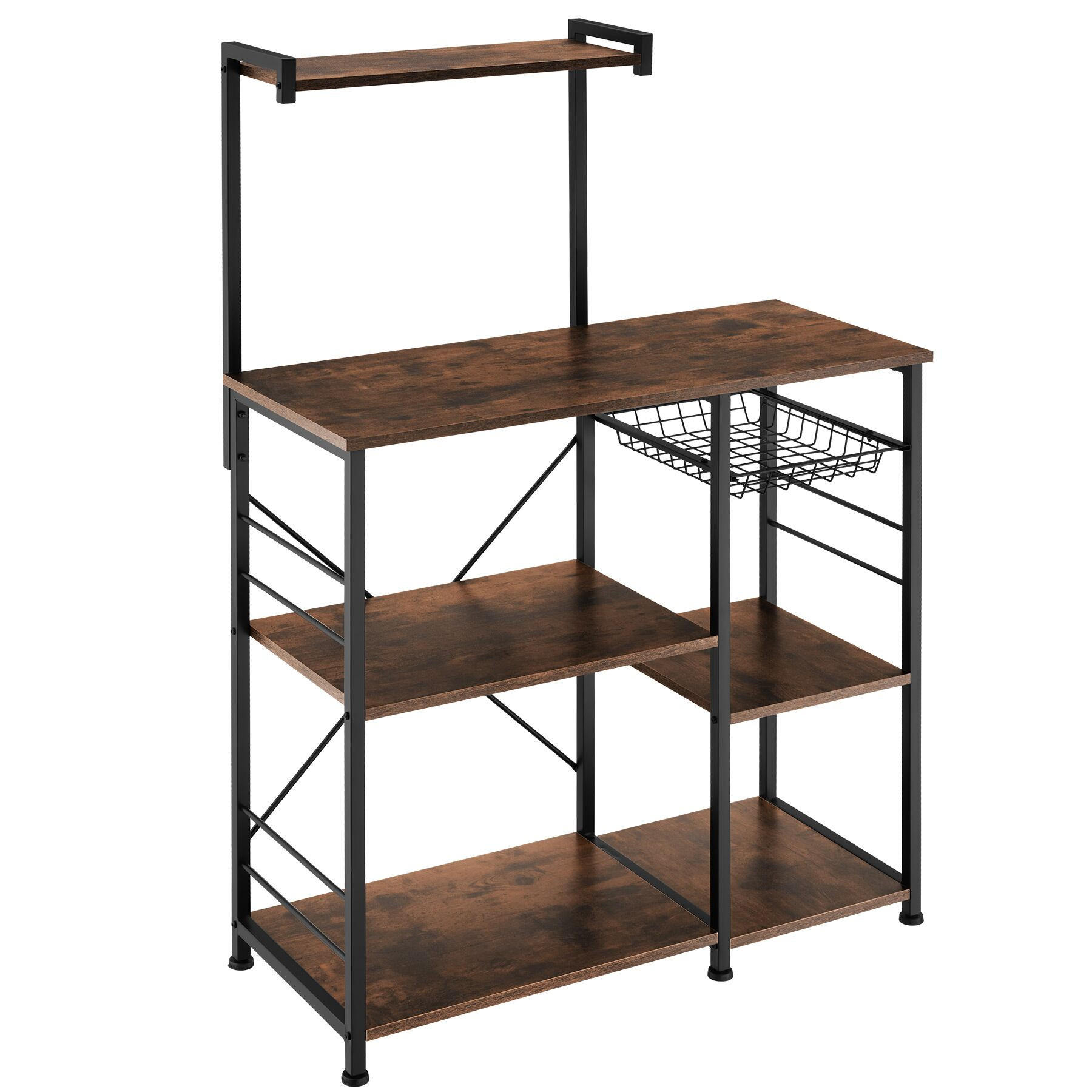 KÜCHENREGAL Crawley, 90 x 40 x 131, 5 cm, Industrial Holz dunkel, rustikal - Rostfarben, Holzwerkstoff (40/131.5/90cm) - tectake