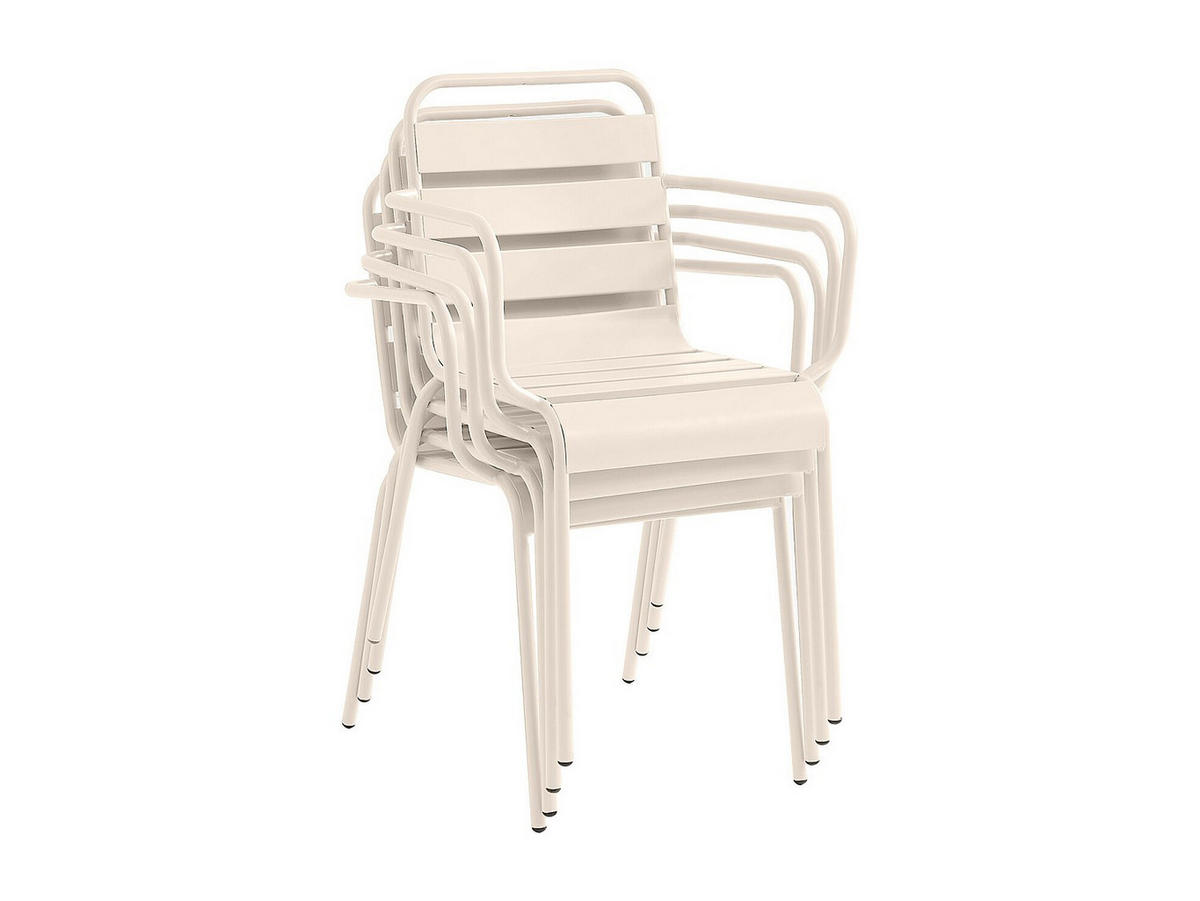 GARTENESSGRUPPE im Set - 4 Personen-Sitzer - Metall - Beige - - Beige, Metall - Vente-Unique