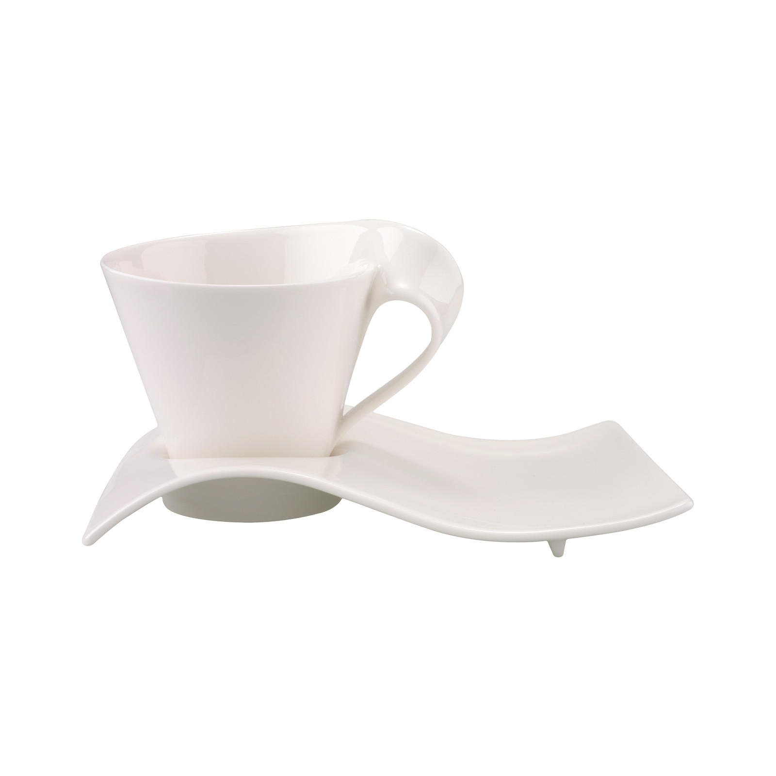 CAFÉ AU LAIT TASSE MIT UNTERTELLER NewWave Caffè weiß 260 ml - Weiß, Keramik (17/13.6/22cm) - Villeroy & Boch
