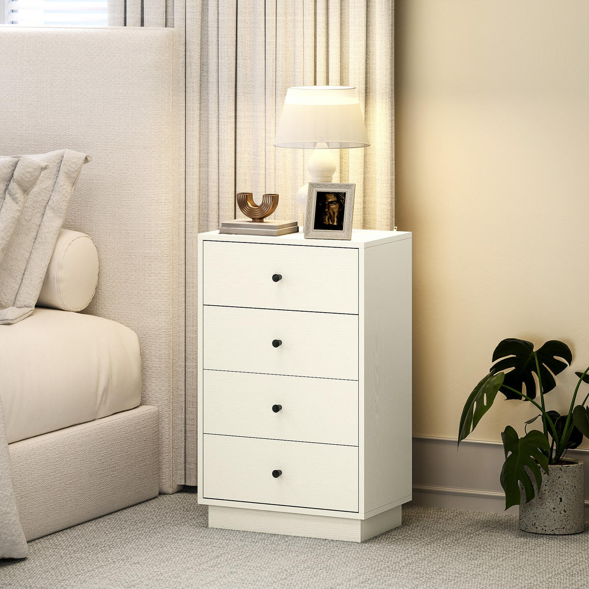 KOMMODE Creme 47/29/75 cm - Creme/Schwarz, Holzwerkstoff (29/75/47cm) - PANGIVO