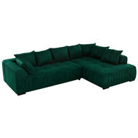 ECKSOFA ORTA Dunkelgrün Velvet - Rechts - Dunkelgrün/Schwarz, Textil (200/325cm) - MKS