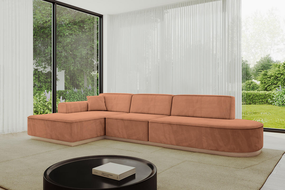 ECKSOFA Ottomane Links IREA-L2 - 328x171x83 cm Koralle - Koralle, Holzwerkstoff/Textil (328/171cm) - ALTDECOR