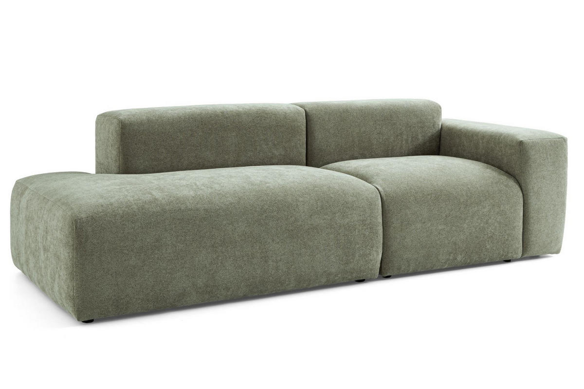 3-SITZER modulares Sofa HEAVEN SET 1 Links, Breite 255 cm Webstoff Grün - Schwarz/Grün, Holz/Kunststoff (255/71/102cm) - Muffo