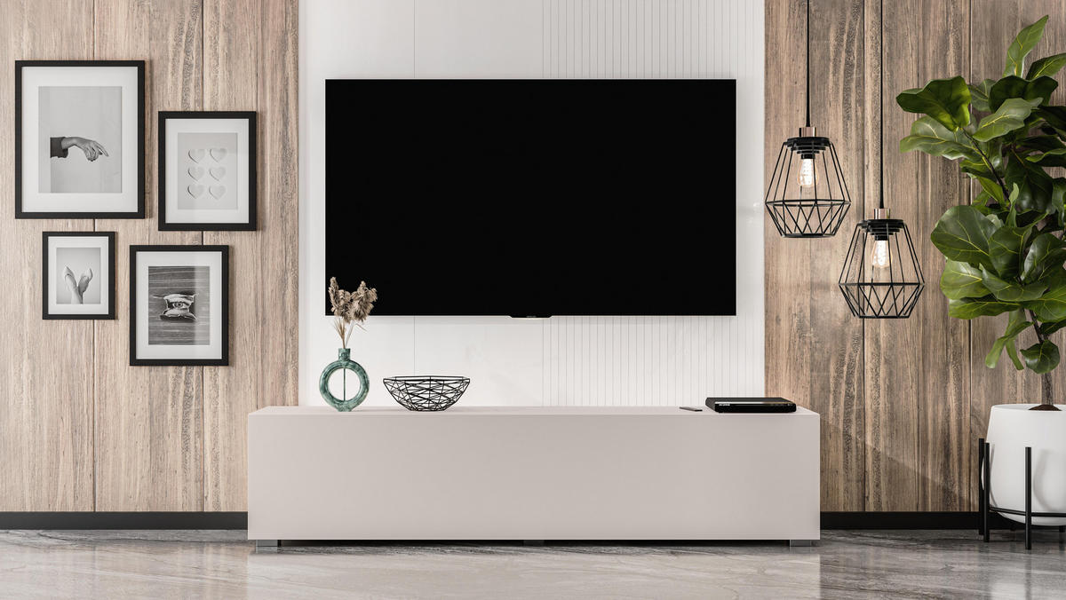 LOWBOARD ZIVOLLI 160 Beige 160/36,5/40 cm – Hängend und Stehend - Beige, Holzwerkstoff/Kunststoff (160/36.5/40cm) - AX Living