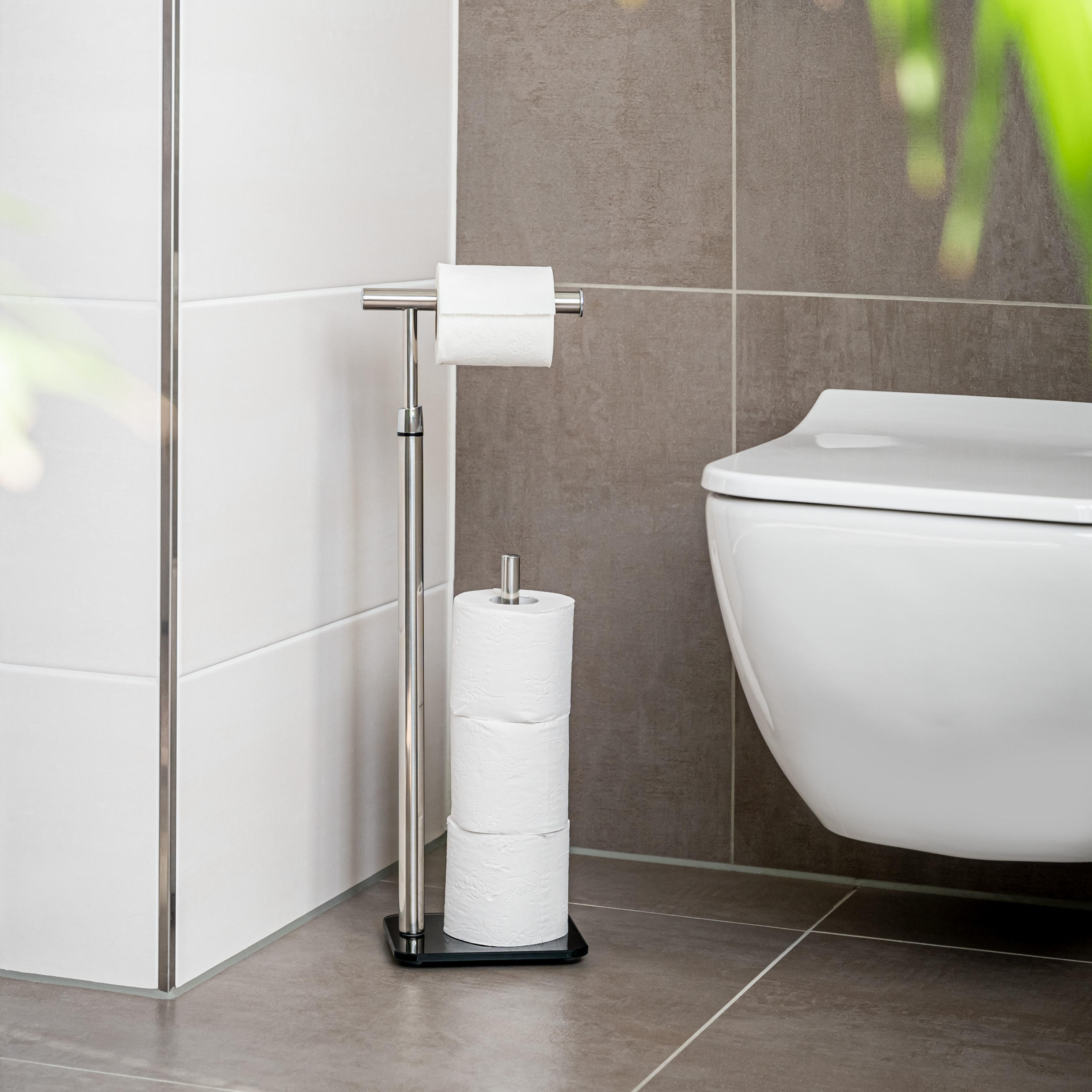 STAND-WC-ROLLENHALTER, schwarz - Schwarz, Metall (19/56/13cm) - bremermann