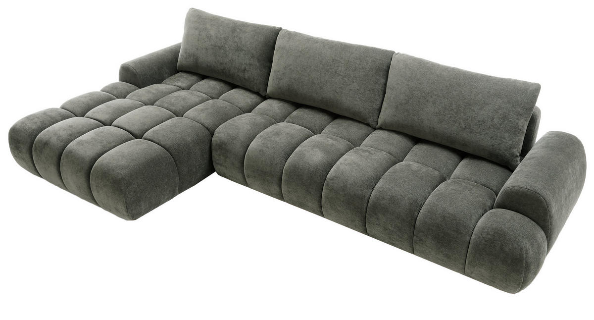 ECKSOFA 340 cm Valerio II, Schlaffunktion, Bettkasten, Links, Dunkelgrau - Dunkelgrau, Holz (340/177cm) - Emporius