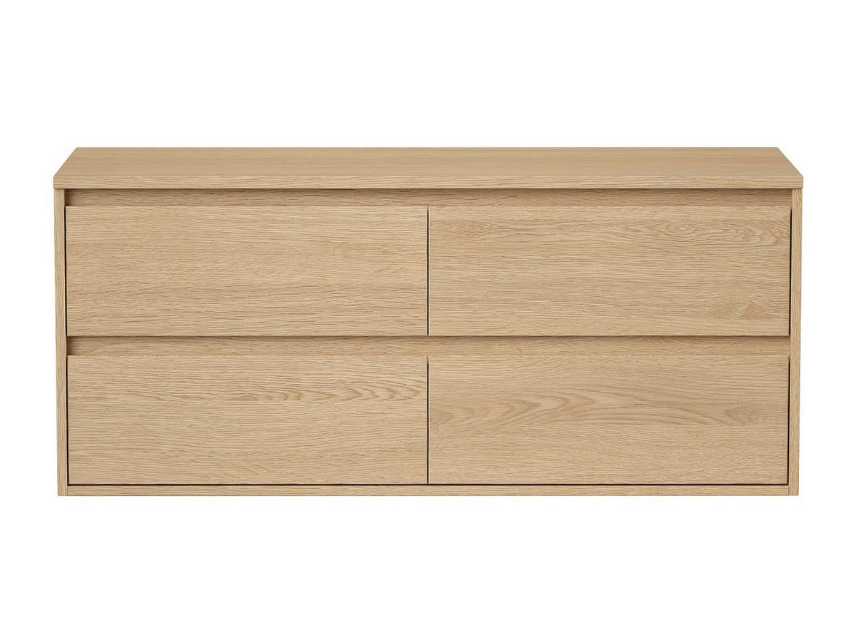 WASCHBECKENUNTERSCHRANK hängend mit Platte - 120 cm - Eichenholzfurnier - MILIPAM - Naturfarben, Holz (120/50/45cm) - Vente-Unique