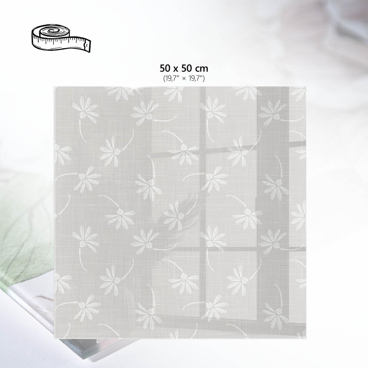TISCHPLATTE 50x50 cm – Blumen der Eleganz - Beige, Glas (50/50/0.4cm) - Wallfluent