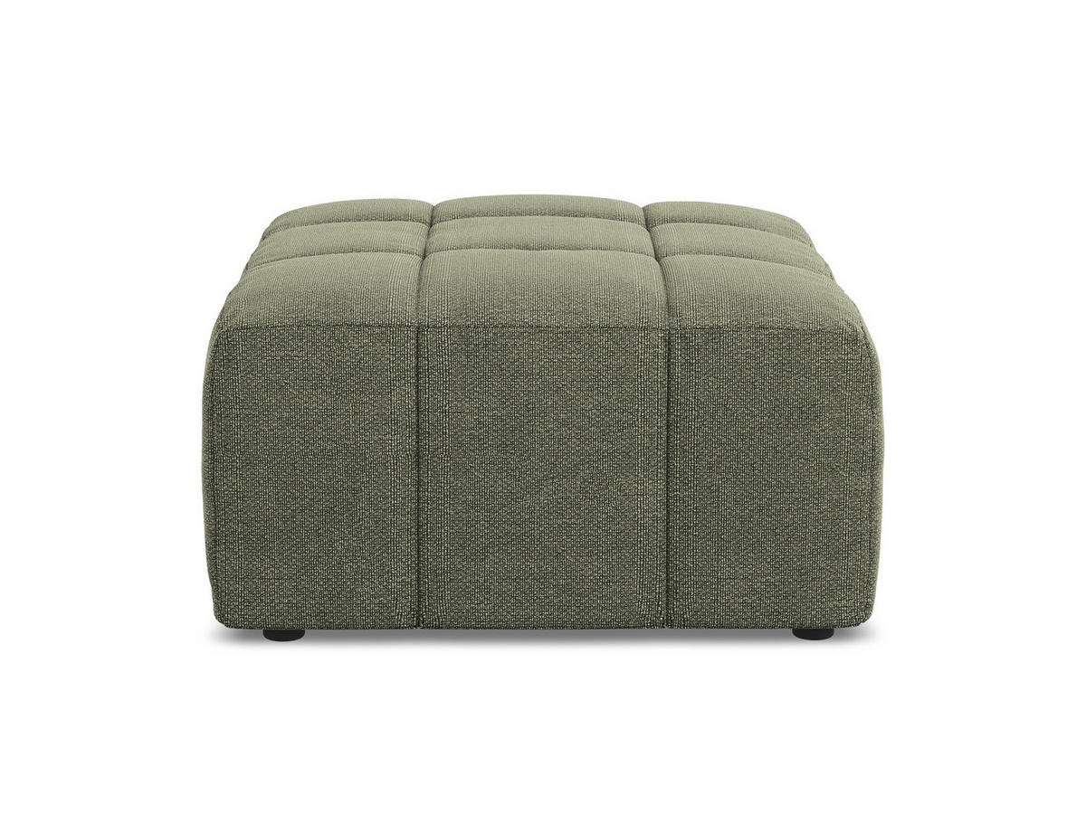 POUF Bouclé Stoff Grün - Schwarz/Olivgrün, Holzwerkstoff/Kunststoff (75/41/90cm) - Makamii