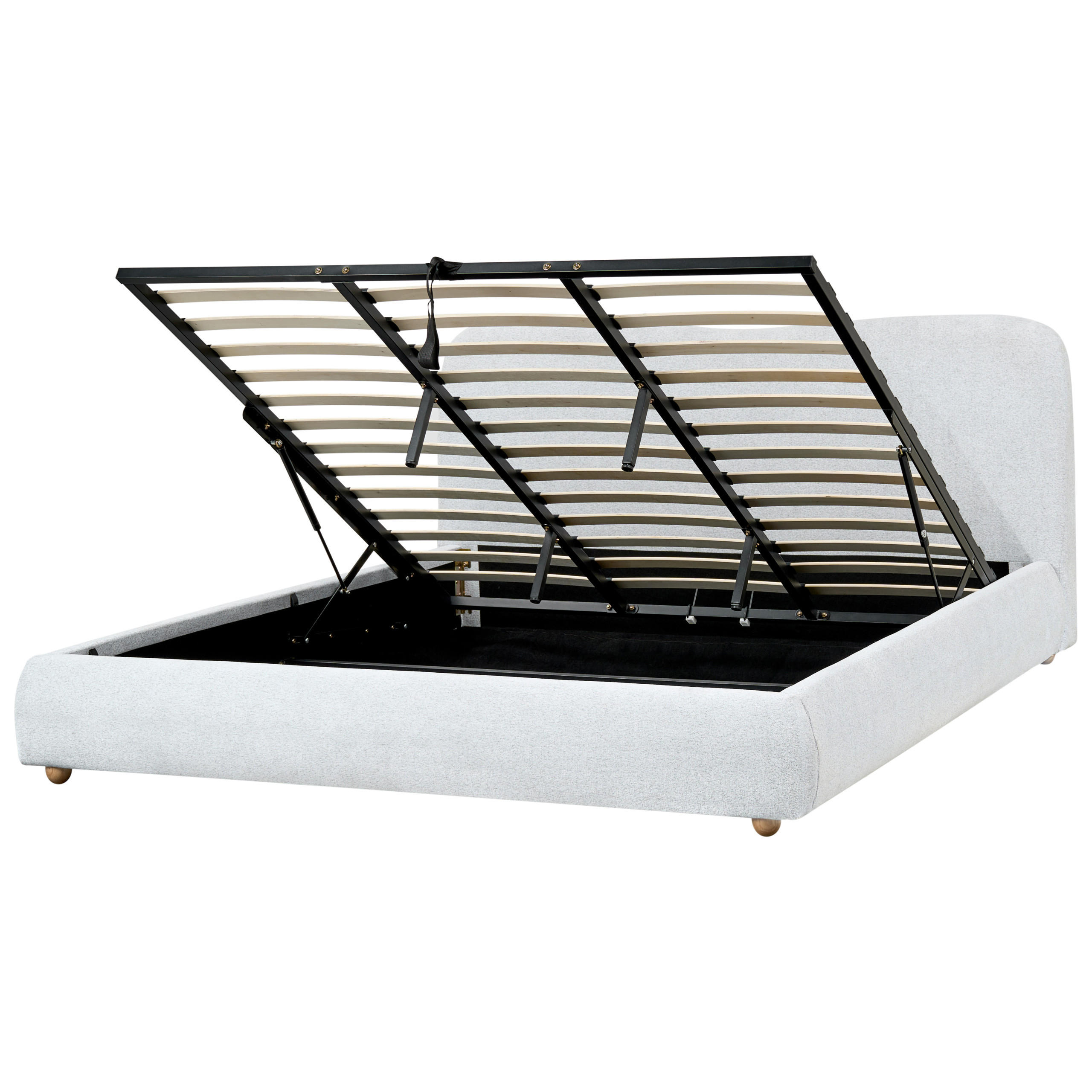 BETT mit Stauraum 180x200 cm Grau Blagnac - Hellgrau, Textil (180/200cm) - Beliani