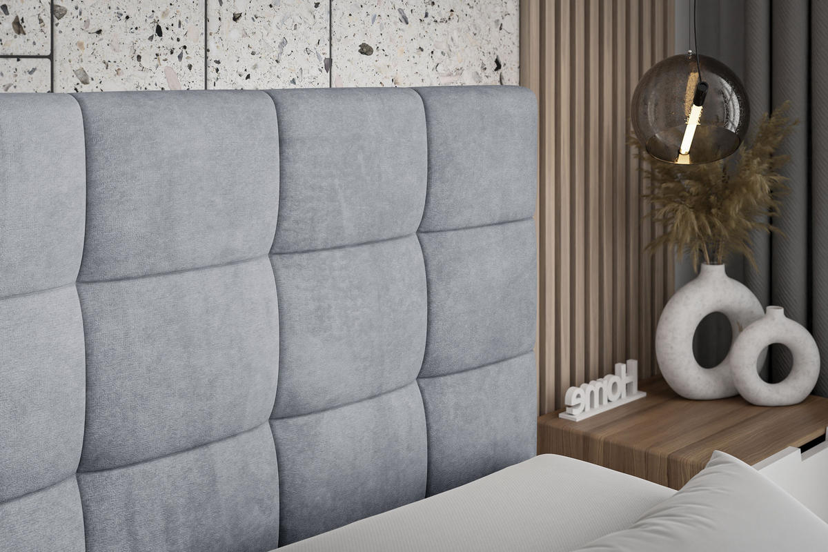 BOXBETT mit H4-Matratze und Lattenrost - BRUGO - 200x200 Grau - Grau, Holzwerkstoff (200/200cm) - ALTDECOR