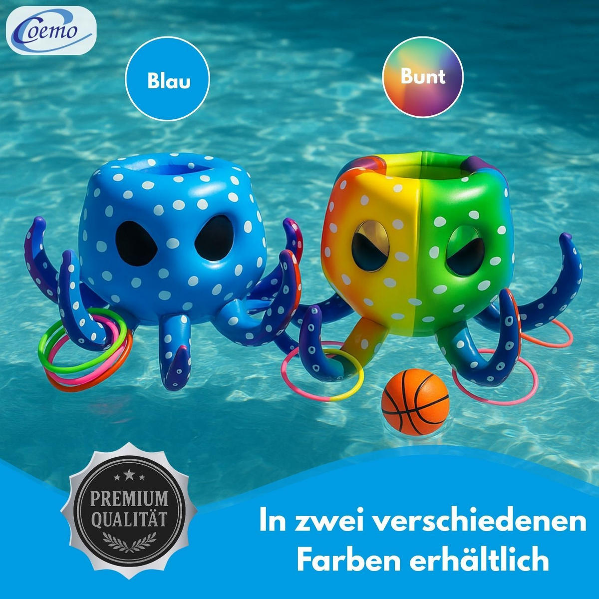 WASSERBASKETBALL KRAKI Mehrfarbig 9-teilig - Multicolor, Kunststoff (81/81/45cm) - Coemo