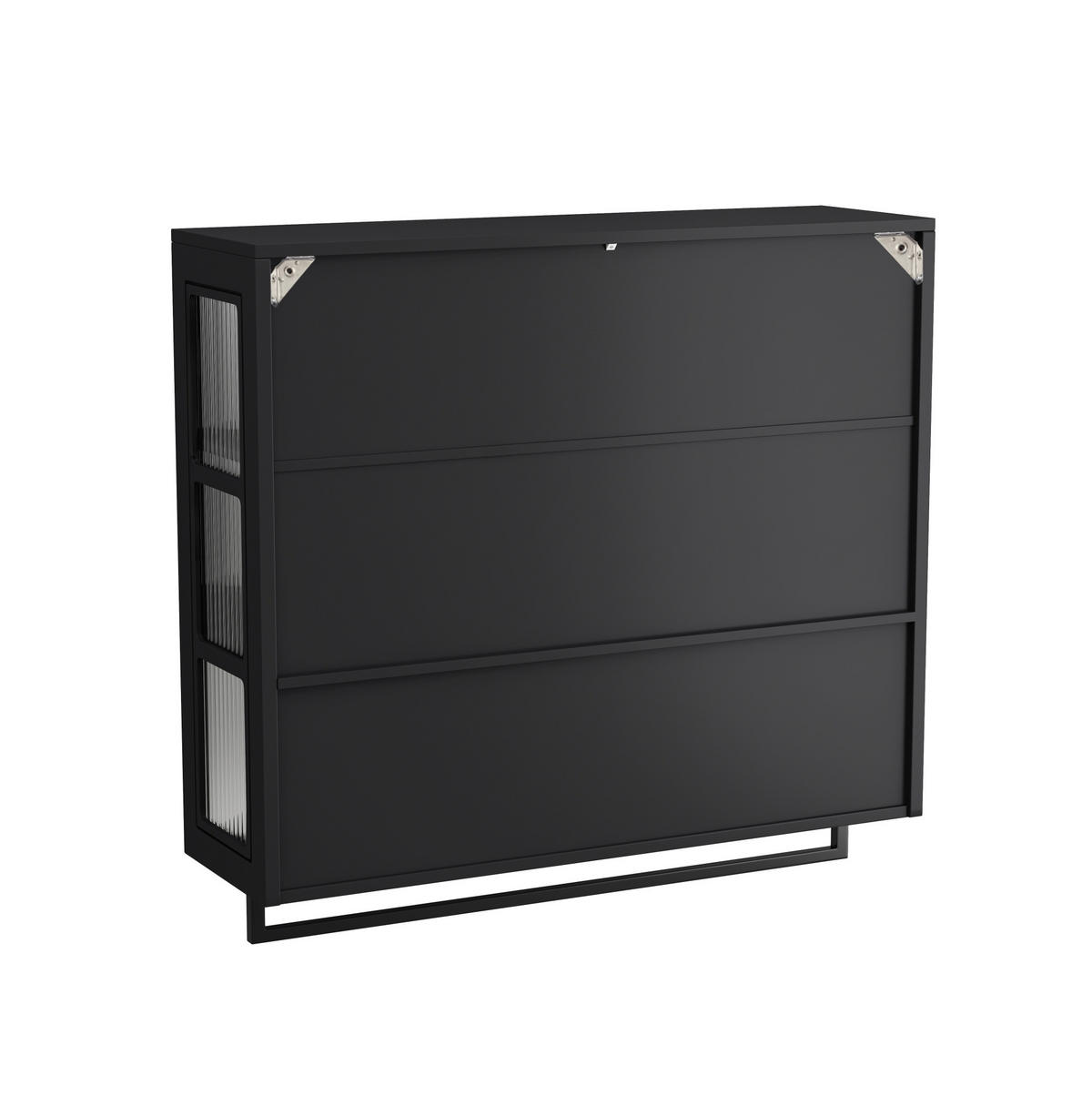 KÜCHENOBERSCHRANK 88/26/82,5 cm aus MDF, Glas und Metall mit Handtuchstange Schwarz - Schwarz, Holzwerkstoff (88/82.5/26cm) - Modenvie