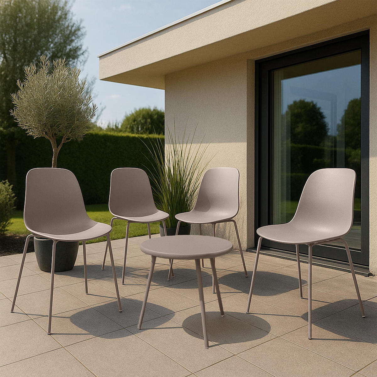 GARTENSITZGRUPPE Kunststoff Taupe - Taupe, Kunststoff - CLP