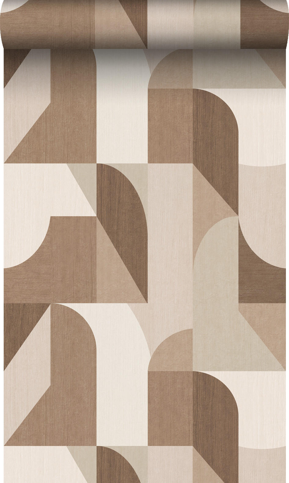 TAPETE Kreise im Bauhaus-Stil 50 x 900 cm - Braun, Papier (50/900cm) - Origin Wallcoverings