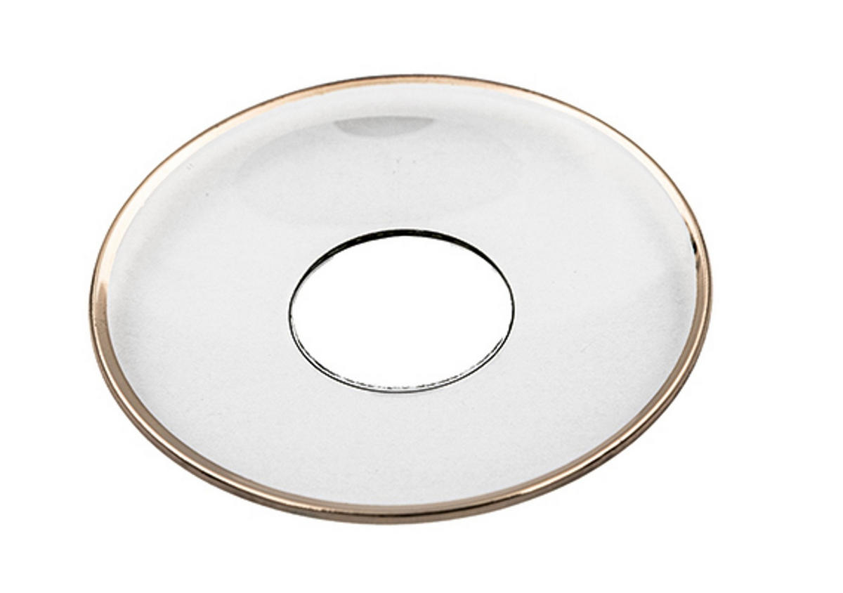 GLAS-KERZENMANSCHETTE (Bobeches) "Goldrand" für Kerzen bis Ø 25 mm - Transparent, Paraffin (7/0.2/7cm) - Holfeuer Crystal Design