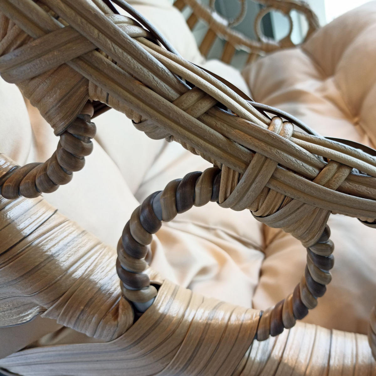 HÄNGESESSEL mit Gestell Gartenschaukel Rattan Hängeschaukel Hellbraun - Hellbraun, Metall (172/120/212cm) - Gowoll